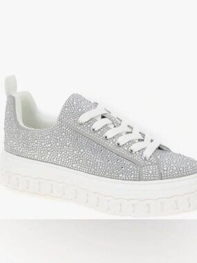 Riso Rhinestone Platform Sneaker, Silver Rhinestone - BCBGeneration size: 5.5